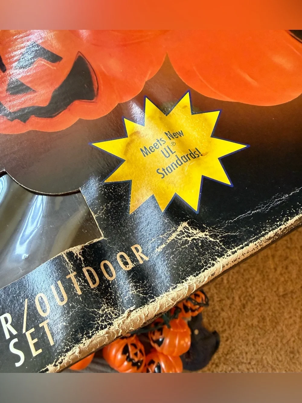 Vintage Halloween Outdoor Orange Jack-O'-Lantern Happy Pumpkin String Lights